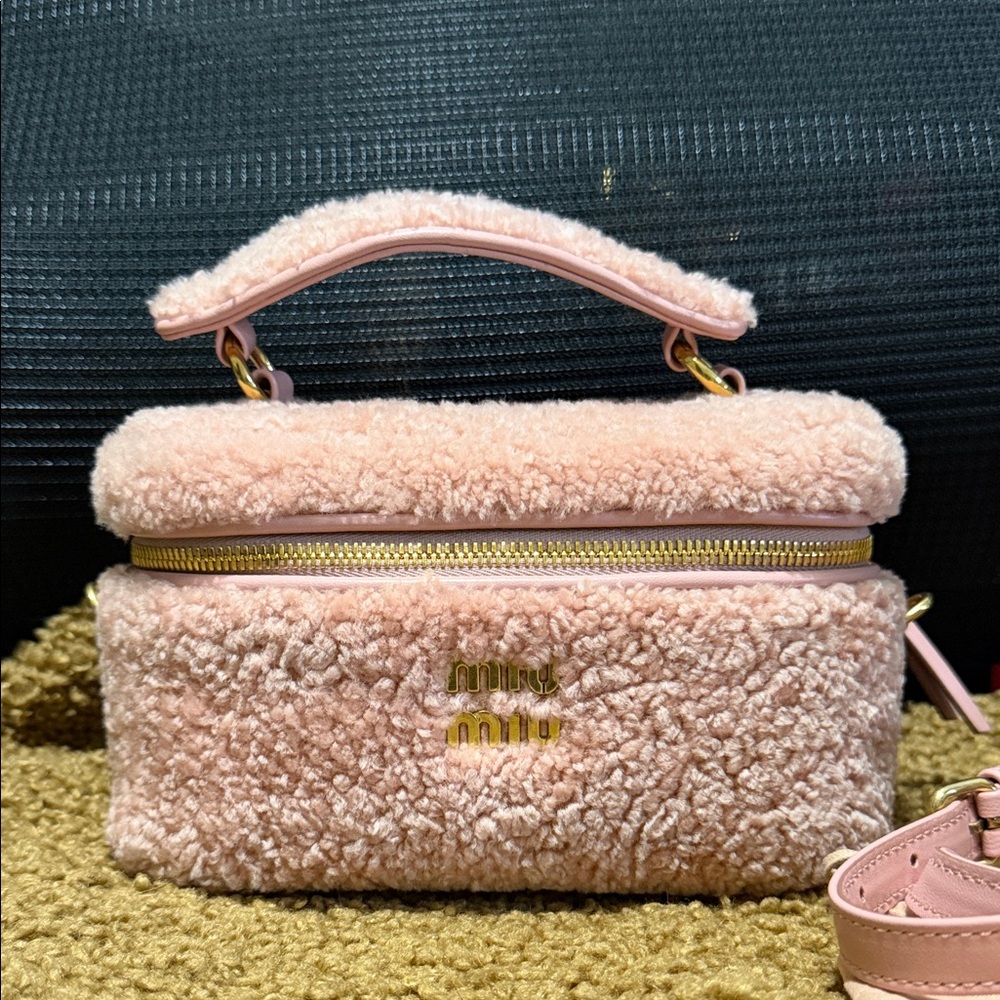 Miu Miu Pink Shearling top handle bag